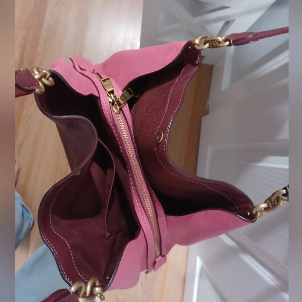 Coach Dalton 31 Shoulder Bag Pink Burgundy And Cream - Picture 3 of 11